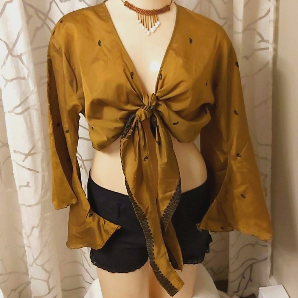 Kashi True Vintage Sari Silk BOHO Bolero Wrap